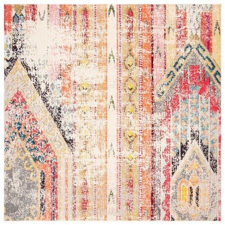 Safavieh 9 x 9 ft. Madison 400 Power Loomed Square Area Rug Grey & Orange MAD422G-9SQ